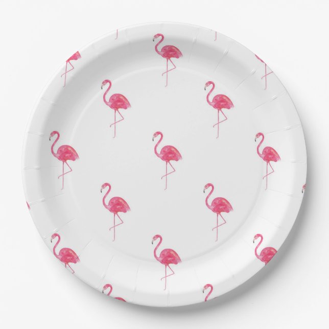 Prato De Papel Placas de papel Flamingo de 9" (Frente)
