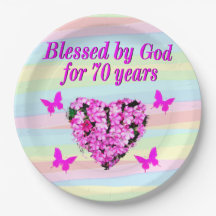 PLACAS DE PAPEL FLORAL 70 DE ANIVERSÁRIO