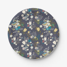 Prato De Papel Placas De Papel Floral A Cor Azul