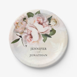 Prato De Papel Placas De Papel Floral Cor-De-Rosa Esbranquiçada