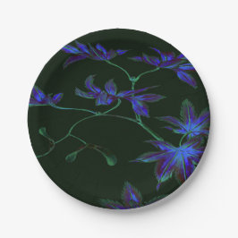 Prato De Papel Placas De Papel Floral Japonês Azul E Verde