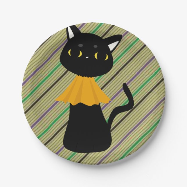 Prato De Papel Placas de papel Halloween, Black Cat (Frente)