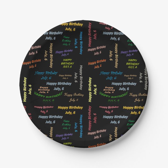 Prato De Papel Placas de papel julho, 6 de aniversário (Frente)