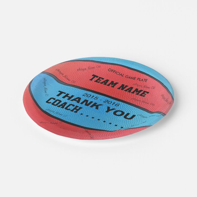 Prato De Papel PLACAS DE PAPEL L azul bl vermelho do BASQUETEBOL (Inclinado)