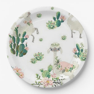 Prato De Papel Placas de papel Llama e Cactus de 9"