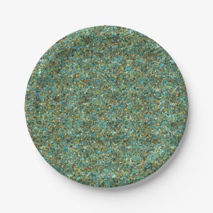 Prato De Papel PLACAS DE PAPEL Luminoso Dourado de Turquesa