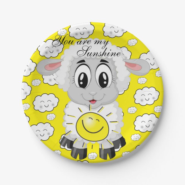 Prato De Papel Placas de papel, nuvens de sol de ovelha Você é me (Frente)
