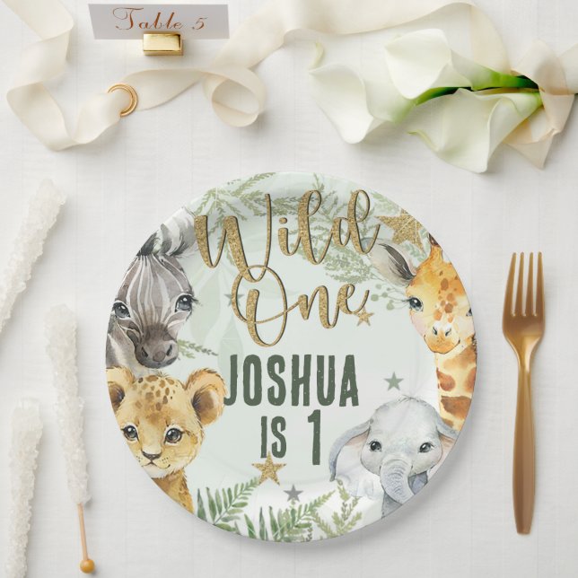 Prato De Papel Placas de papel para animais selvagens Safari (Casamento)
