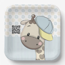 Placas de Papel para Bebê-Boy Giraffe Personalizad