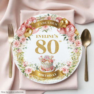 Prato De Papel Placas de papel para bolos Dourados rosa