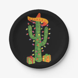 Prato De Papel Placas de papel para Cactus Feliz Navidad