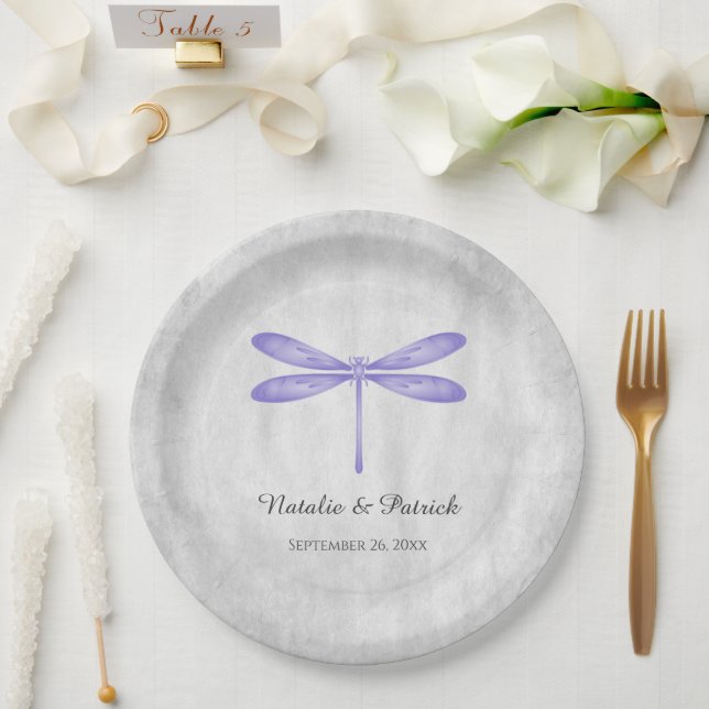 Prato De Papel Placas De Papel Para Casamento De Dragonfly Roxo (Casamento)