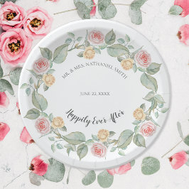 Prato De Papel Placas de papel para casamentos de rosas rosa-rosa