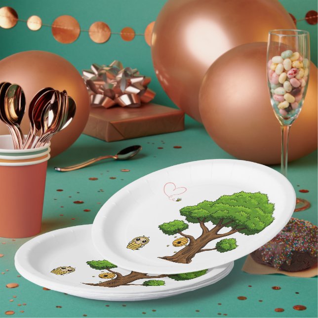 Prato De Papel Placas de papel para Chá de fraldas de abelhas (Múltiplo)