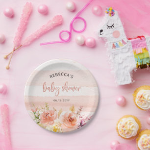 Prato De Papel Placas de papel para Chá de fraldas Floral cor-de-