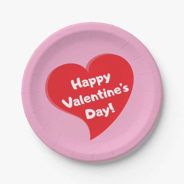 Prato De Papel Placas de papel para Feliz dia de os namorados ver (Frente)