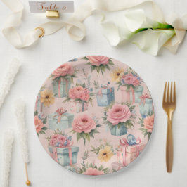 Prato De Papel placas de papel para flores rosa