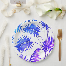 Prato De Papel Placas de papel para flores roxas, de cor branca