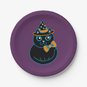 Prato De Papel Placas de papel para gatos do Halloween