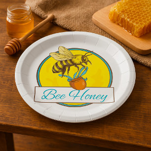 Prato De Papel Placas de Papel para Insetos Amarelo Bee Honey