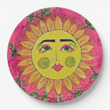 Placas de papel para moças de girassol pintadas