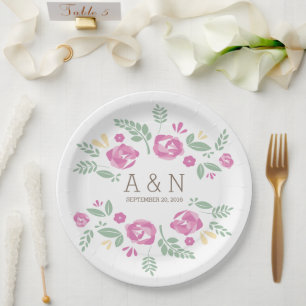 Prato De Papel Placas De Papel Para Monogramas Florais De Países 