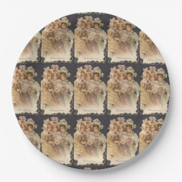 Prato De Papel Placas de papel para Natais vintages de mulheres v