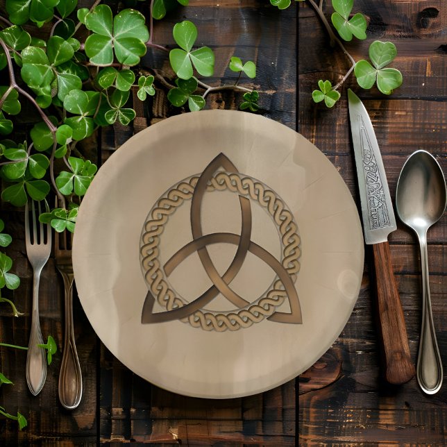 Prato De Papel Placas de papel para nó celta Triquetra Trinity (Graceful charm: Celebrate with this set of Celtic trinity knot paper plates)