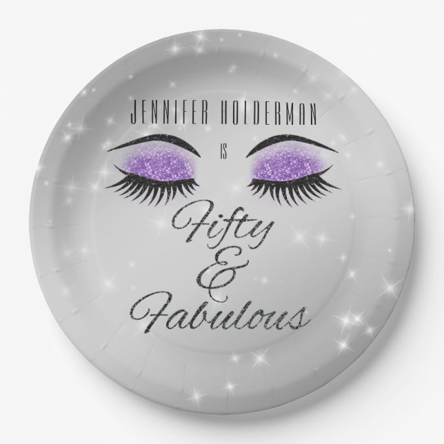 Prato De Papel Placas de papel para olhos roxos pretos, 50 fabulo (Frente)