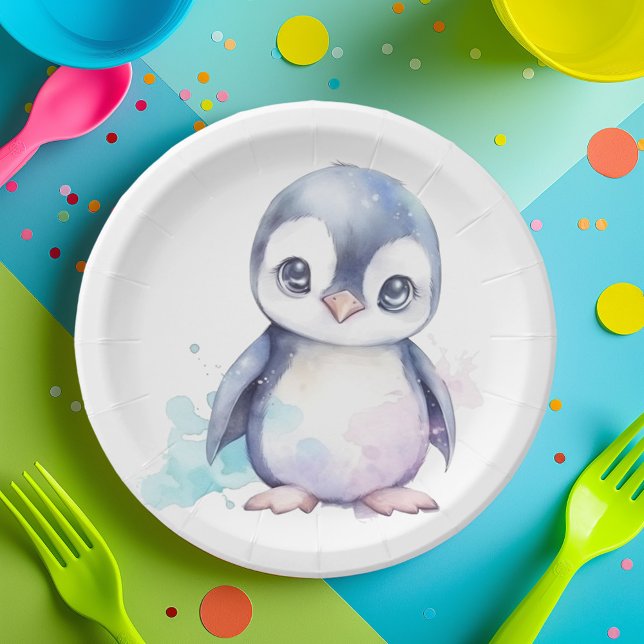Prato De Papel Placas de papel para pinguins de bebê (Bring Arctic charm to your party with Penguin Paper Plates! 🐧✨ #PartyEssentials #CuteDecor)