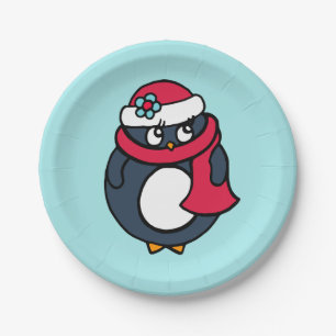 Prato De Papel Placas de papel para pinguins natalinos