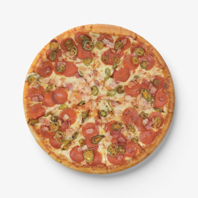 Prato De Papel Placas de papel para pizza de pepperoni e queijo (Frente)