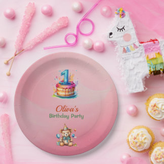 Prato De Papel Placas de papel para primeiro aniversario de Ursos