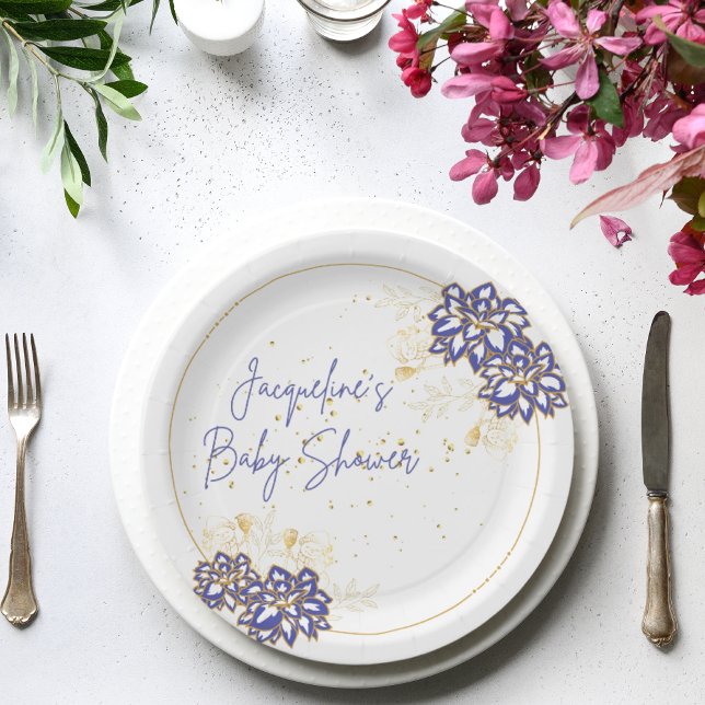 Prato De Papel Placas de papel para temas roxos de chá de fraldas (Criador carregado)