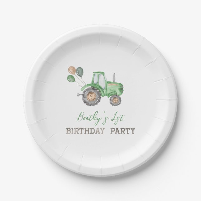 Prato De Papel Placas de papel para tratores | Trator Birthday Pl (Frente)