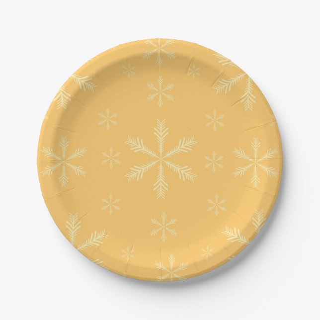 Prato De Papel Placas de papel personalizadas com flocos de neve (Frente)