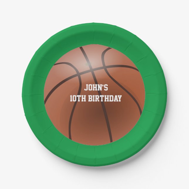 Prato De Papel Placas de papel personalizadas de basquete (Frente)