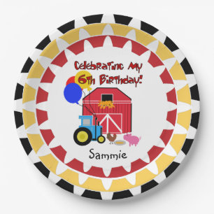 Prato De Papel Placas de papel personalizadas do 6o aniversário