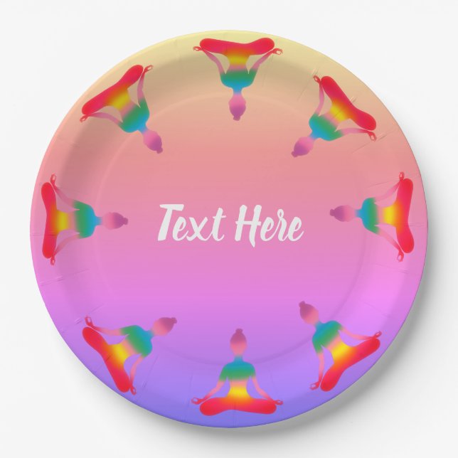 Prato De Papel Placas de papel personalizadas do Yoga Party (Frente)