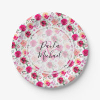 Placas de Papel Personalizadas Floral de Cores Aqu