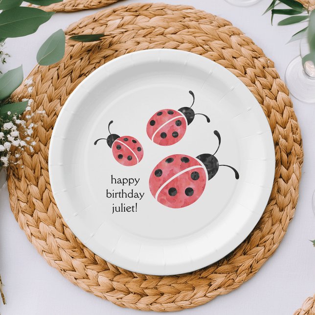 Prato De Papel Placas de papel personalizadas Ladybug da Watercol (Criador carregado)