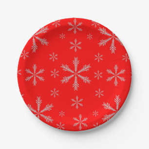 Prato De Papel Placas de papel personalizadas vermelho com flocos