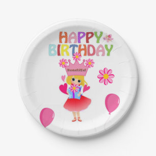 Prato De Papel Placas de papel, princesa rosa feliz aniversário