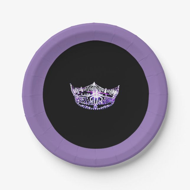 Prato De Papel Placas de papel Purple Crown 7" estilo Miss Améric (Frente)