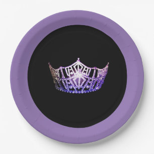 Prato De Papel Placas de papel Purple Crown 9" estilo Miss Améri