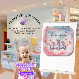 Prato De Papel Placas de Papel Quadradas para Chá de fraldas Unic