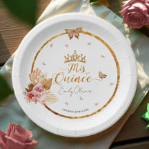 Placas de papel Quinceanera, cor-de-rosa, cor-de-r