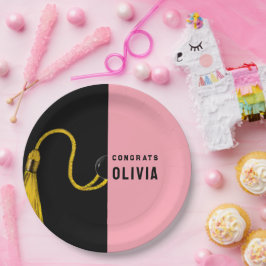 Prato De Papel Placas de papel rosa festa de formatura