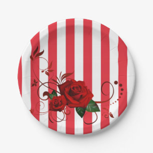 Prato De Papel Placas de papel, Rosa vermelha de distribuição ver