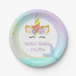 Prato De Papel Placas de papel Sereia Unicorn